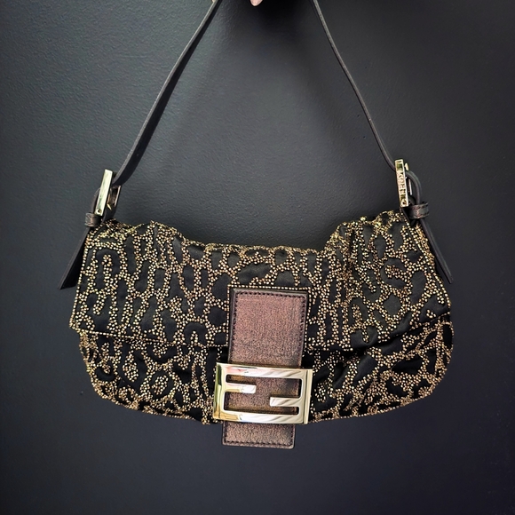 Fendi Baguette Beaded Leopard Print - Picture 1 of 14